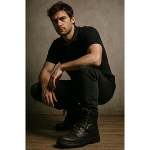 Men's U.S. Polo Assn. Black Gray Boots Size 8.5 Lace Up Strap Gorpcore Grunge